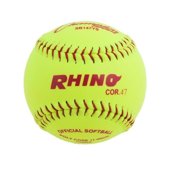 Champion Sports SB147YS 11 in. Synthetic Leather Cover Softball; Optic Yellow & Red SB147YS - main